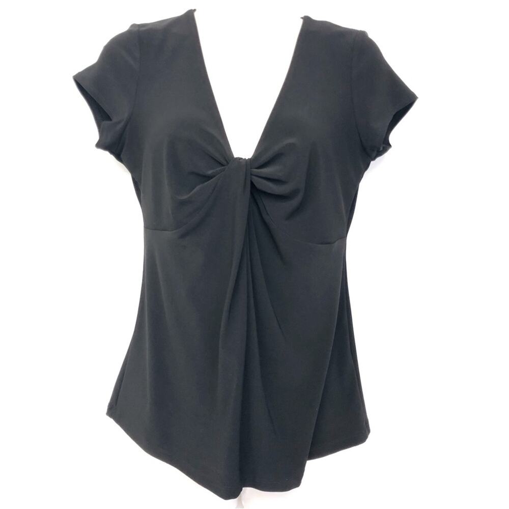 Josephine Studio Black Gathered V Neck Top